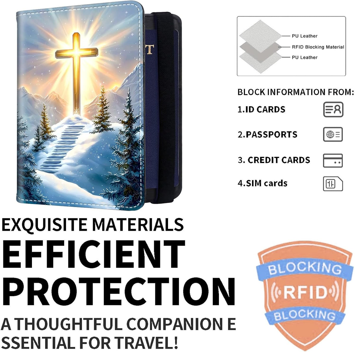 Exquisite Passport Holder for Travel Accessory, Leather Passport Cover with Space for Documents and Family Photos, Skeleton Dressed in Hippie Travel Passport Wallet for Women and Men