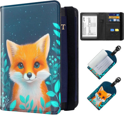 Exquisite Passport Holder for Travel Accessory, Leather Passport Cover with Space for Documents and Family Photos, Skeleton Dressed in Hippie Travel Passport Wallet for Women and Men