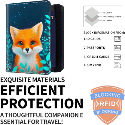 Exquisite Passport Holder for Travel Accessory, Leather Passport Cover with Space for Documents and Family Photos, Skeleton Dressed in Hippie Travel Passport Wallet for Women and Men