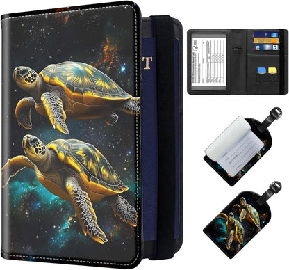 Exquisite Passport Holder for Travel Accessory, Leather Passport Cover with Space for Documents and Family Photos, Skeleton Dressed in Hippie Travel Passport Wallet for Women and Men