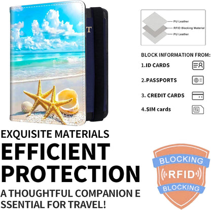 Exquisite Passport Holder for Travel Accessory, Leather Passport Cover with Space for Documents and Family Photos, Skeleton Dressed in Hippie Travel Passport Wallet for Women and Men