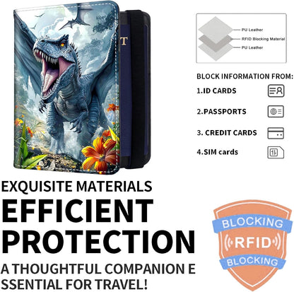 Exquisite Passport Holder for Travel Accessory, Leather Passport Cover with Space for Documents and Family Photos, Skeleton Dressed in Hippie Travel Passport Wallet for Women and Men