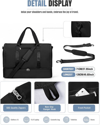 Garment Duffle Bag for Travel, Convertible Duffel Bag with Shoe Compartment | Carry On Overnight Weekender Bags for Women, 2 in 1 Foldable Hanging Clothes Suitcase Suit Bag for Business Trip Peacock Blue