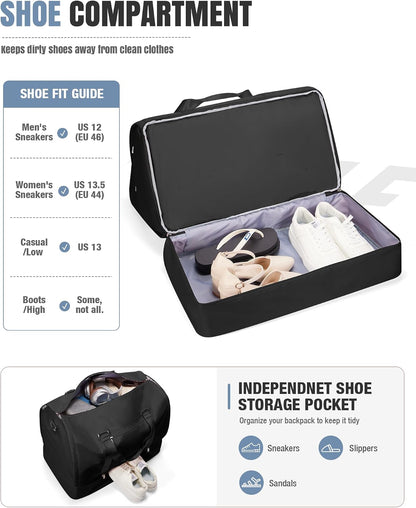Garment Duffle Bag for Travel, Convertible Duffel Bag with Shoe Compartment | Carry On Overnight Weekender Bags for Women, 2 in 1 Foldable Hanging Clothes Suitcase Suit Bag for Business Trip Peacock Blue