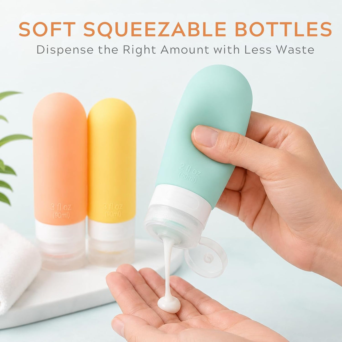 16Pcs Travel Bottles for Toiletries - TSA Approved Travel Bottles Set, Leak Proof Squeezable 3oz Portable Refillable Silicone Travel Bottles for Shampoo, Conditioner, Sprays, Clear Bag (Colorful)