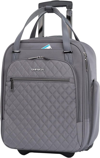 Underseat Carry On Wheeled - 16" Carry on Bag with Wheels Multi-functional Lightweight Rolling Bag Overnight Weekender Small Suitcase for Women Men Travel Business, Dusty Pink