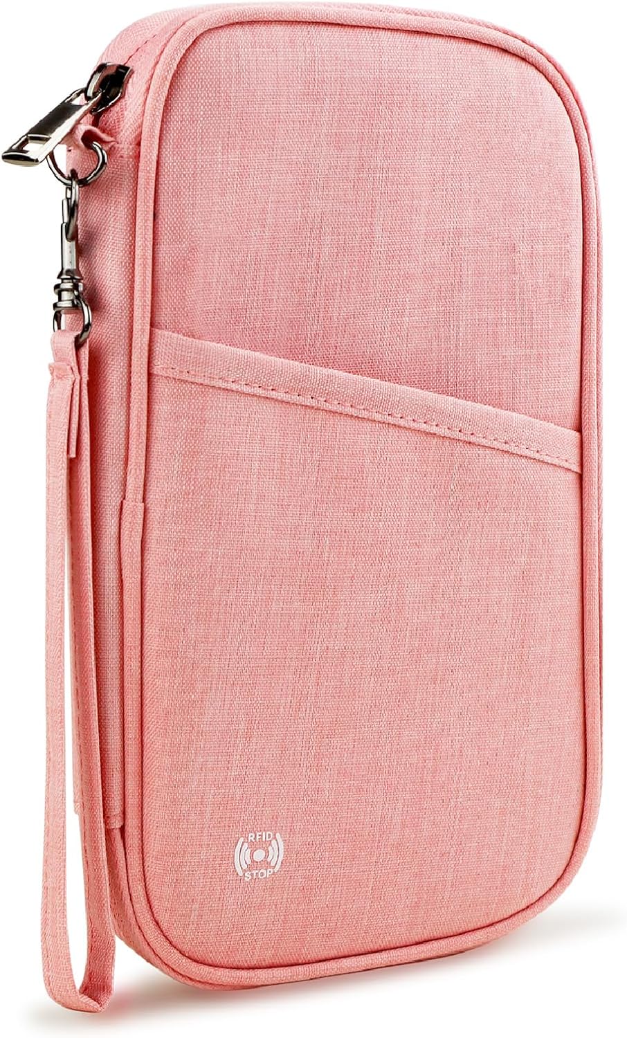 Passport Holder Family, Travel Document Organizer with RFID, Portable Passport Cover Case with Zipper for Cards, Boarding Pass, ID, Money, Tickets (Pink)