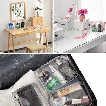 5 Pack Clear Plastic Zippered Toiletry Carry Pouch White Small/Large | TSA Approved, Portable Cosmetic Makeup Bag, For Vacation, Bathroom and Organizing