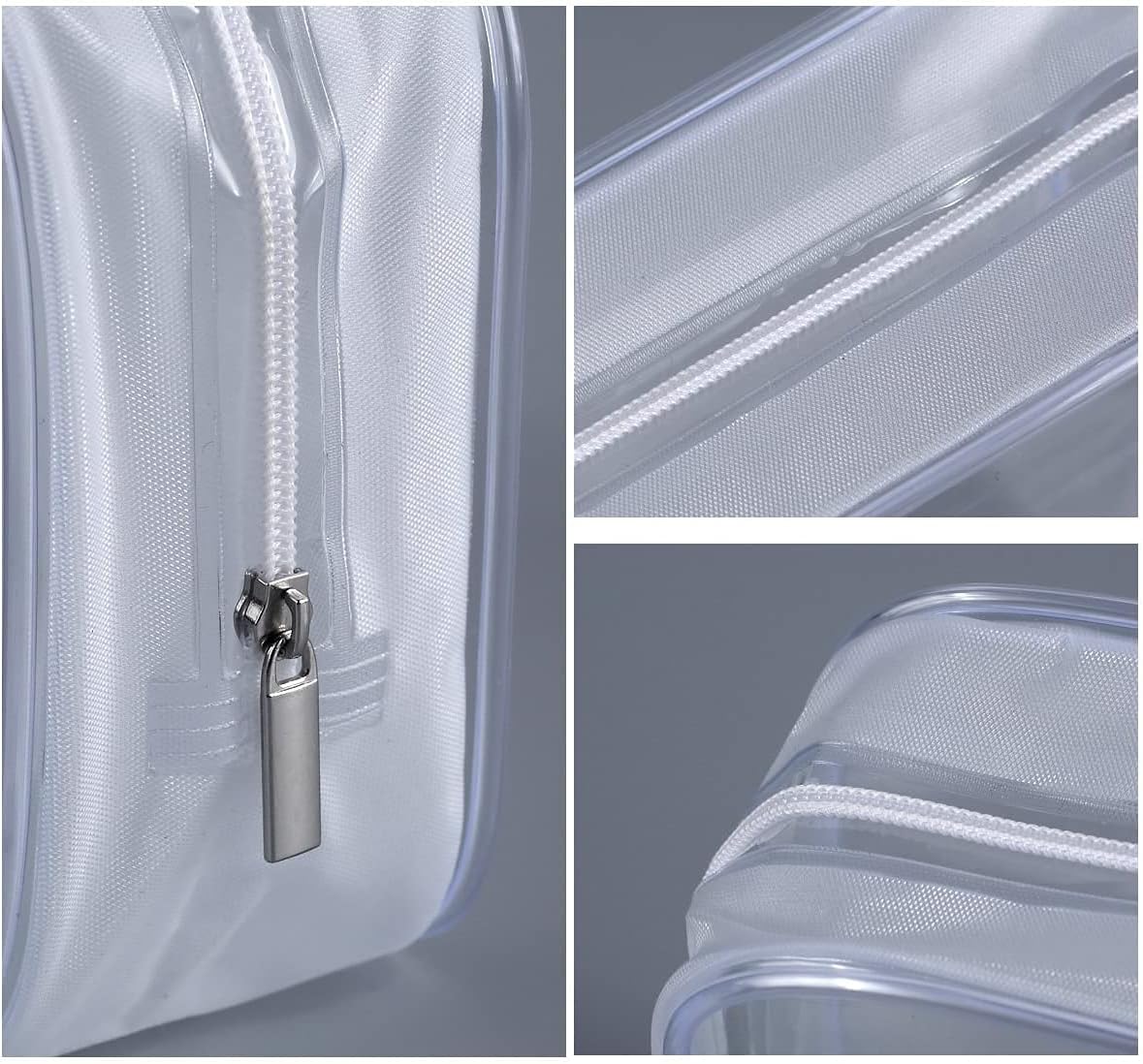 5 Pack Clear Plastic Zippered Toiletry Carry Pouch White Small/Large | TSA Approved, Portable Cosmetic Makeup Bag, For Vacation, Bathroom and Organizing