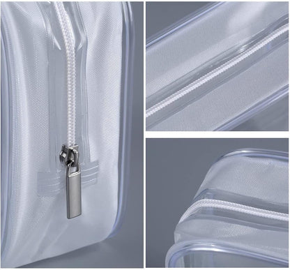 5 Pack Clear Plastic Zippered Toiletry Carry Pouch White Small/Large | TSA Approved, Portable Cosmetic Makeup Bag, For Vacation, Bathroom and Organizing