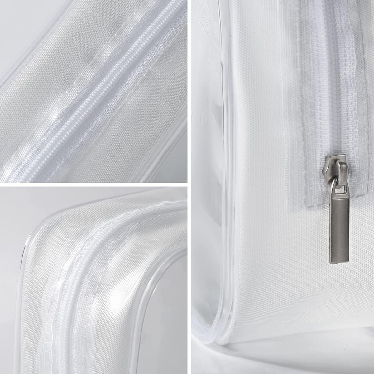 5 Pack Clear Plastic Zippered Toiletry Carry Pouch White Small/Large | TSA Approved, Portable Cosmetic Makeup Bag, For Vacation, Bathroom and Organizing