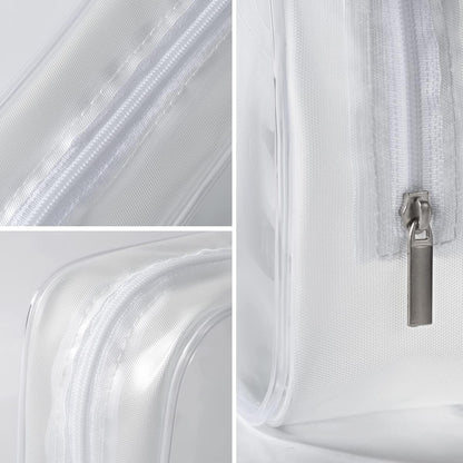 5 Pack Clear Plastic Zippered Toiletry Carry Pouch White Small/Large | TSA Approved, Portable Cosmetic Makeup Bag, For Vacation, Bathroom and Organizing