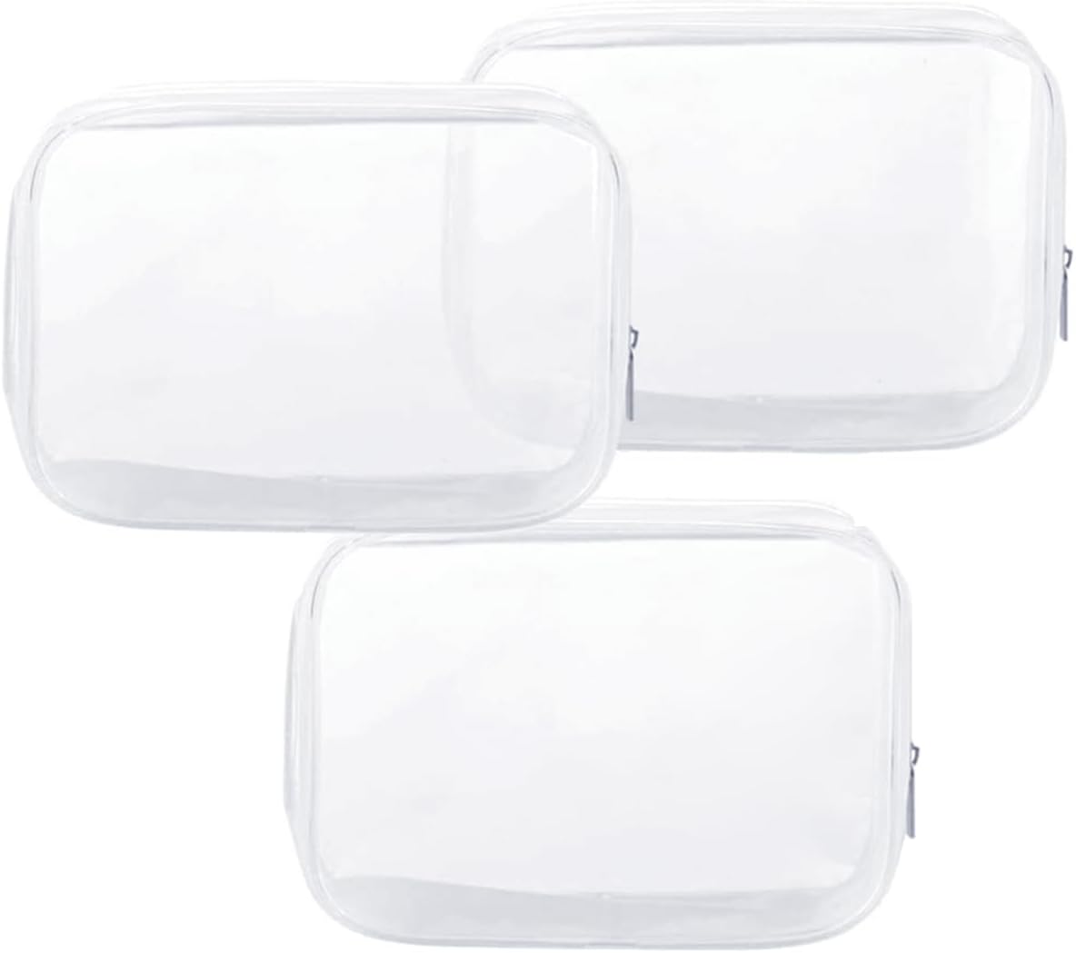 5 Pack Clear Plastic Zippered Toiletry Carry Pouch White Small/Large | TSA Approved, Portable Cosmetic Makeup Bag, For Vacation, Bathroom and Organizing