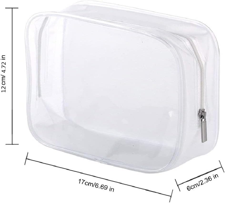 5 Pack Clear Plastic Zippered Toiletry Carry Pouch White Small/Large | TSA Approved, Portable Cosmetic Makeup Bag, For Vacation, Bathroom and Organizing