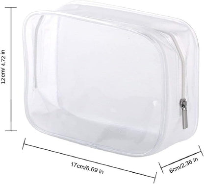 5 Pack Clear Plastic Zippered Toiletry Carry Pouch White Small/Large | TSA Approved, Portable Cosmetic Makeup Bag, For Vacation, Bathroom and Organizing