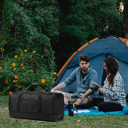 Collapsible Duffle Bag with Wheels 130-170L Extra Large Expandable Travel Duffel Bag for Men Women Heavy Duty Military Duffle Bag for Camping Rolling Foldable Carry On Luggage, Brown