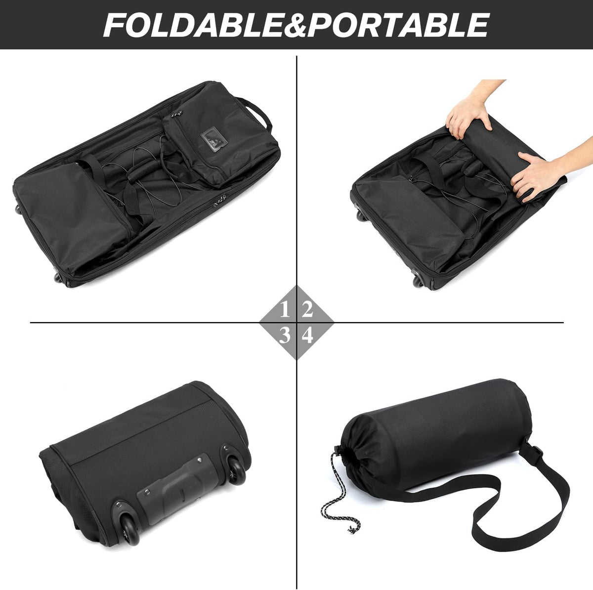 Collapsible Duffle Bag with Wheels 130-170L Extra Large Expandable Travel Duffel Bag for Men Women Heavy Duty Military Duffle Bag for Camping Rolling Foldable Carry On Luggage, Brown