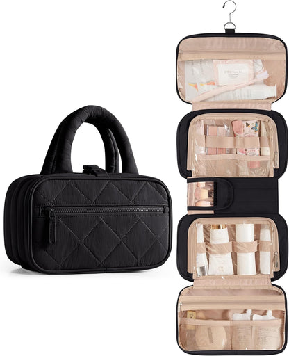 Travel Hanging Toiletry Bag for Women, Makeup Organizer with Hook | 360° swivel hook for easy access, 5-section organizer, brush slots & lightweight comfort
