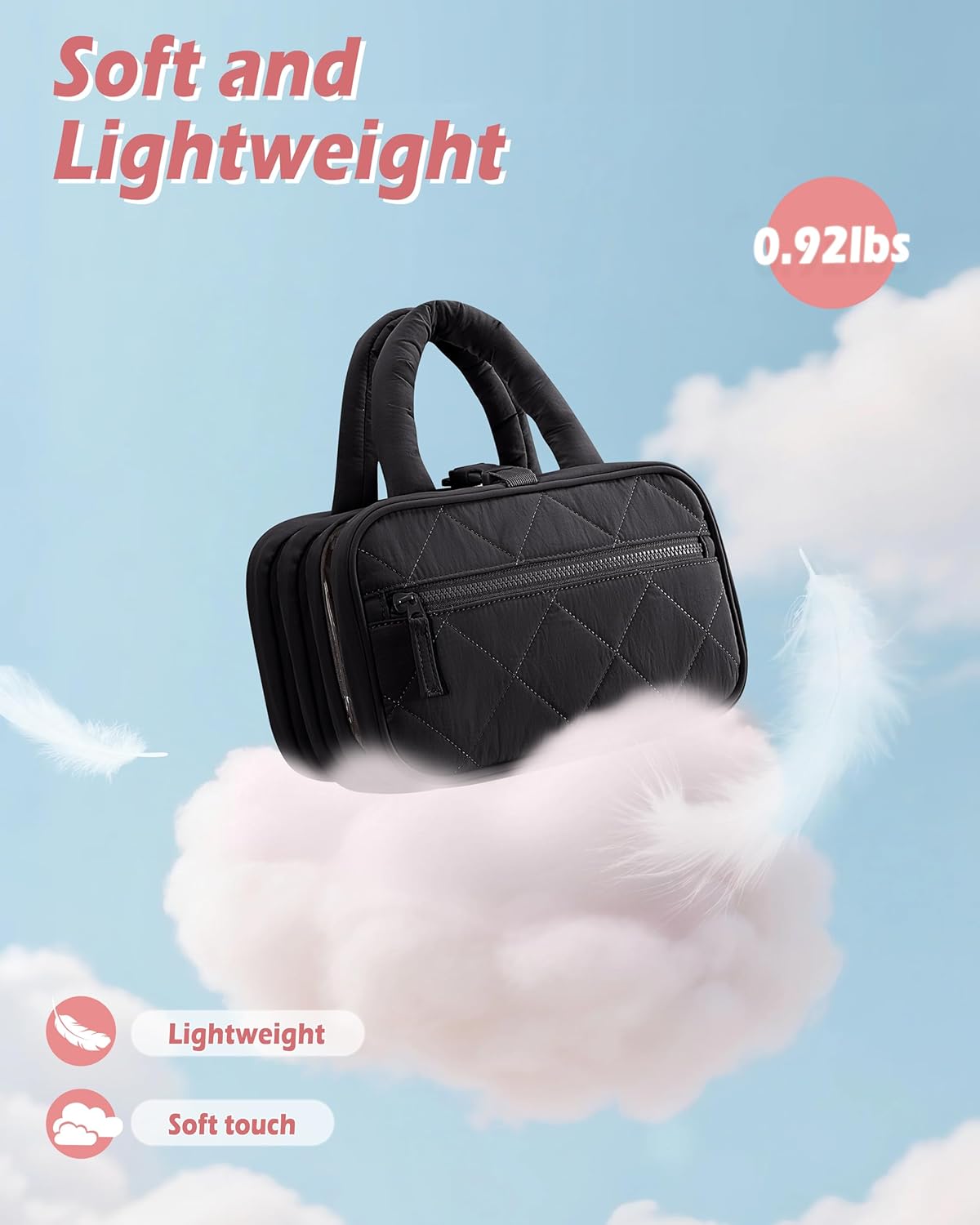 Travel Hanging Toiletry Bag for Women, Makeup Organizer with Hook | 360° swivel hook for easy access, 5-section organizer, brush slots & lightweight comfort