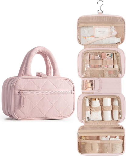 Travel Hanging Toiletry Bag for Women, Makeup Organizer with Hook | 360° swivel hook for easy access, 5-section organizer, brush slots & lightweight comfort