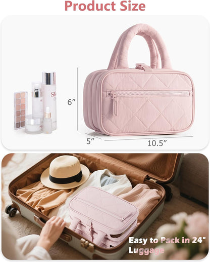 Travel Hanging Toiletry Bag for Women, Makeup Organizer with Hook | 360° swivel hook for easy access, 5-section organizer, brush slots & lightweight comfort