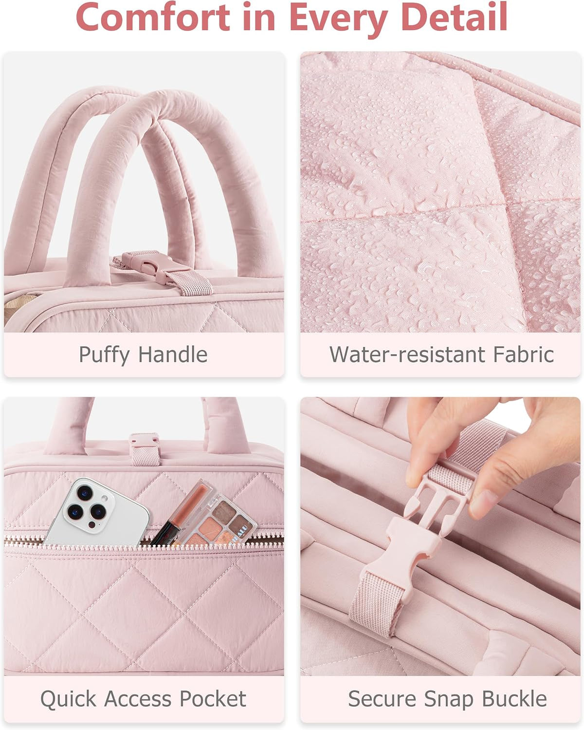 Travel Hanging Toiletry Bag for Women, Makeup Organizer with Hook | 360° swivel hook for easy access, 5-section organizer, brush slots & lightweight comfort