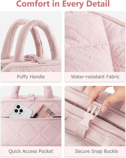 Travel Hanging Toiletry Bag for Women, Makeup Organizer with Hook | 360° swivel hook for easy access, 5-section organizer, brush slots & lightweight comfort
