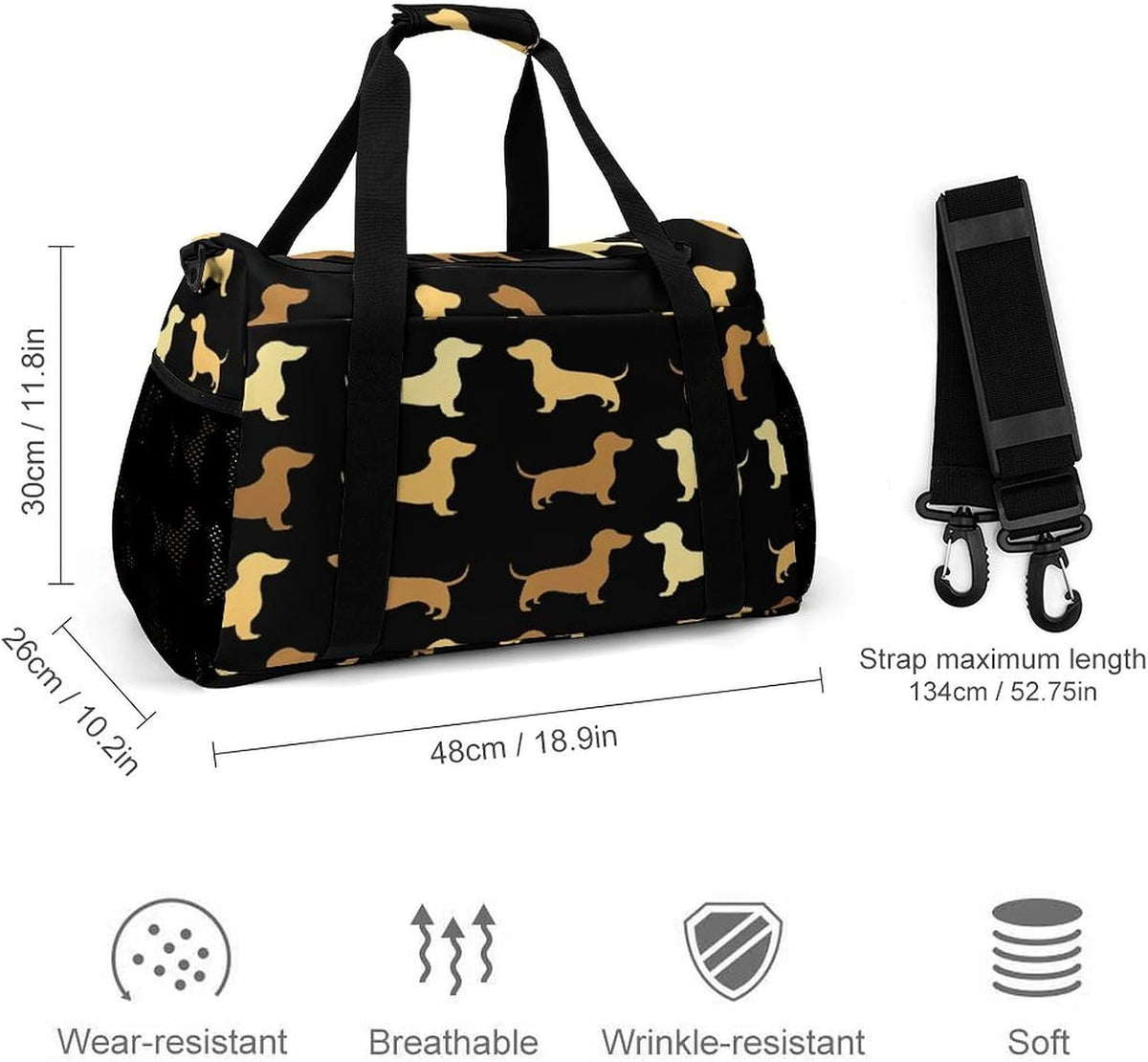 Gym and Travel Weekender Bag Duffel Sports Overnight Simple Carry Options for Men Women