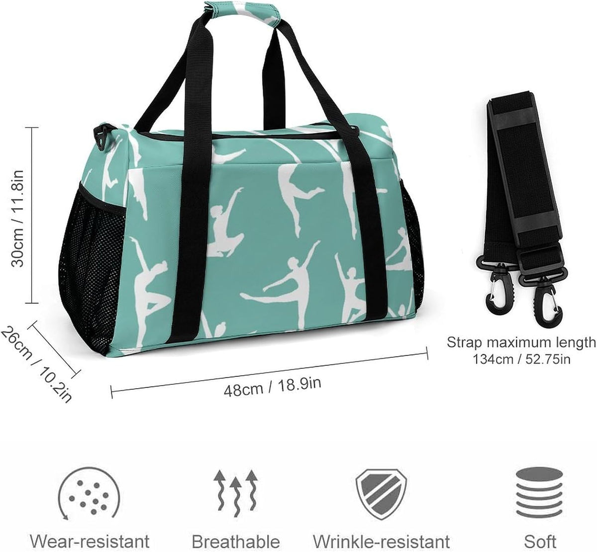 Gym and Travel Weekender Bag Duffel Sports Overnight Simple Carry Options for Men Women