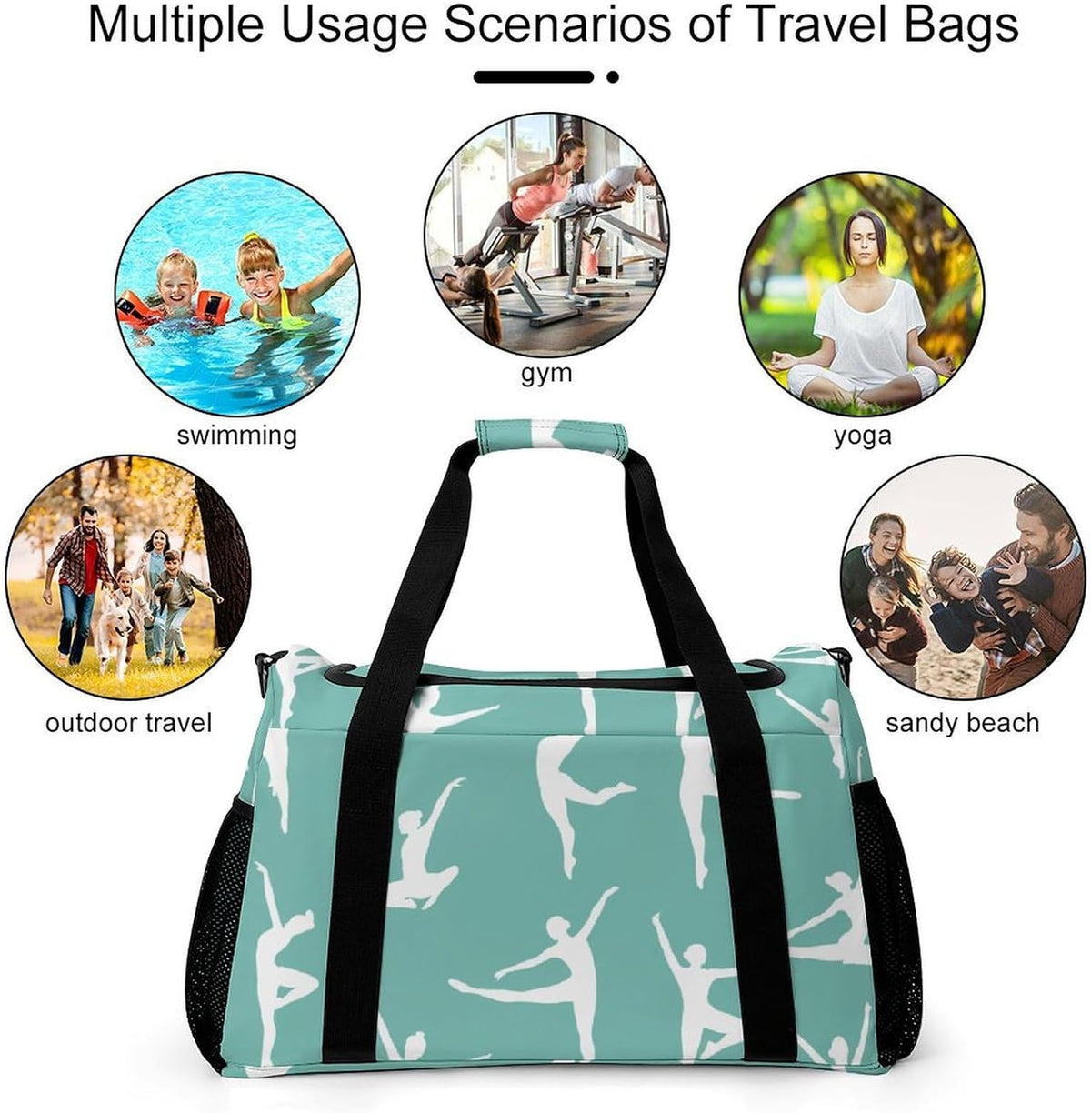 Gym and Travel Weekender Bag Duffel Sports Overnight Simple Carry Options for Men Women