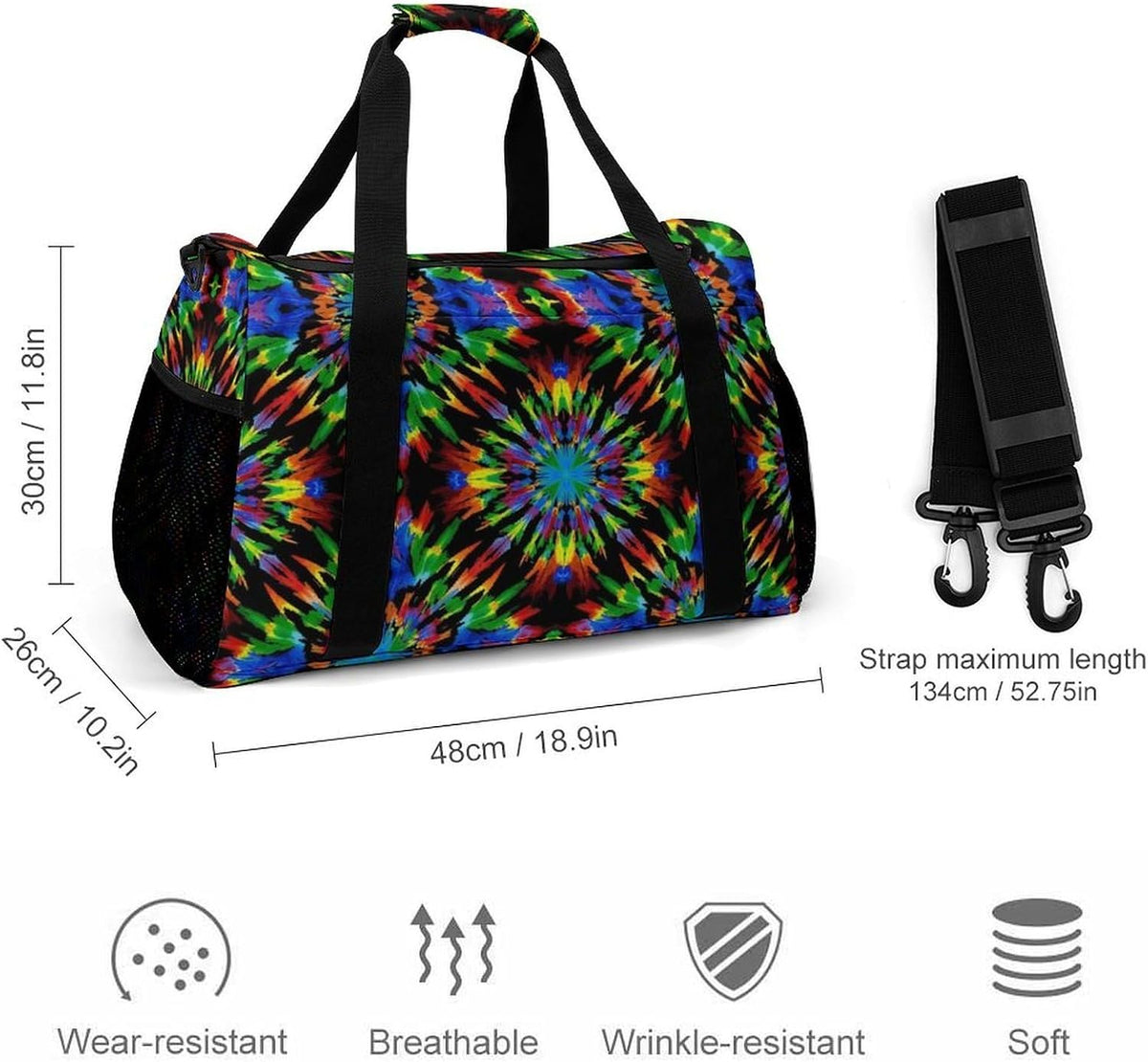 Gym and Travel Weekender Bag Duffel Sports Overnight Simple Carry Options for Men Women