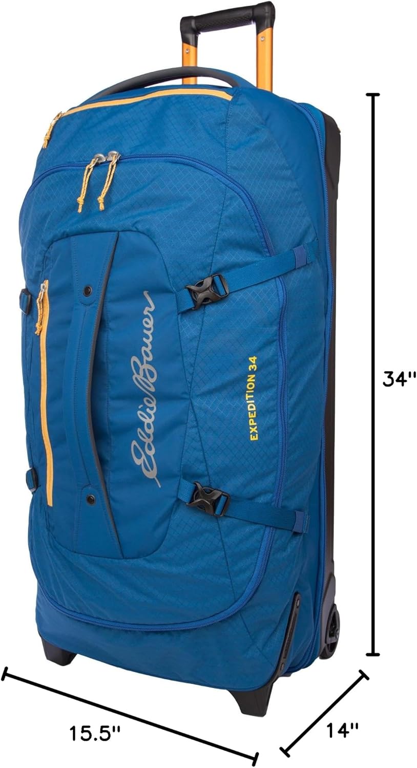 Expedition Rolling Duffel Bag with Wheels | Travel | Carry-On | Luggage | Rugged | Durable - True Blue, 22"