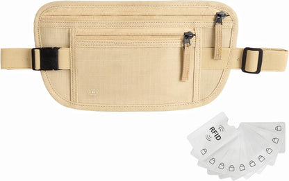Money Belt for Travel, RFID Blocking, Hidden Money Belt, Passport Holder for Travel (Black)