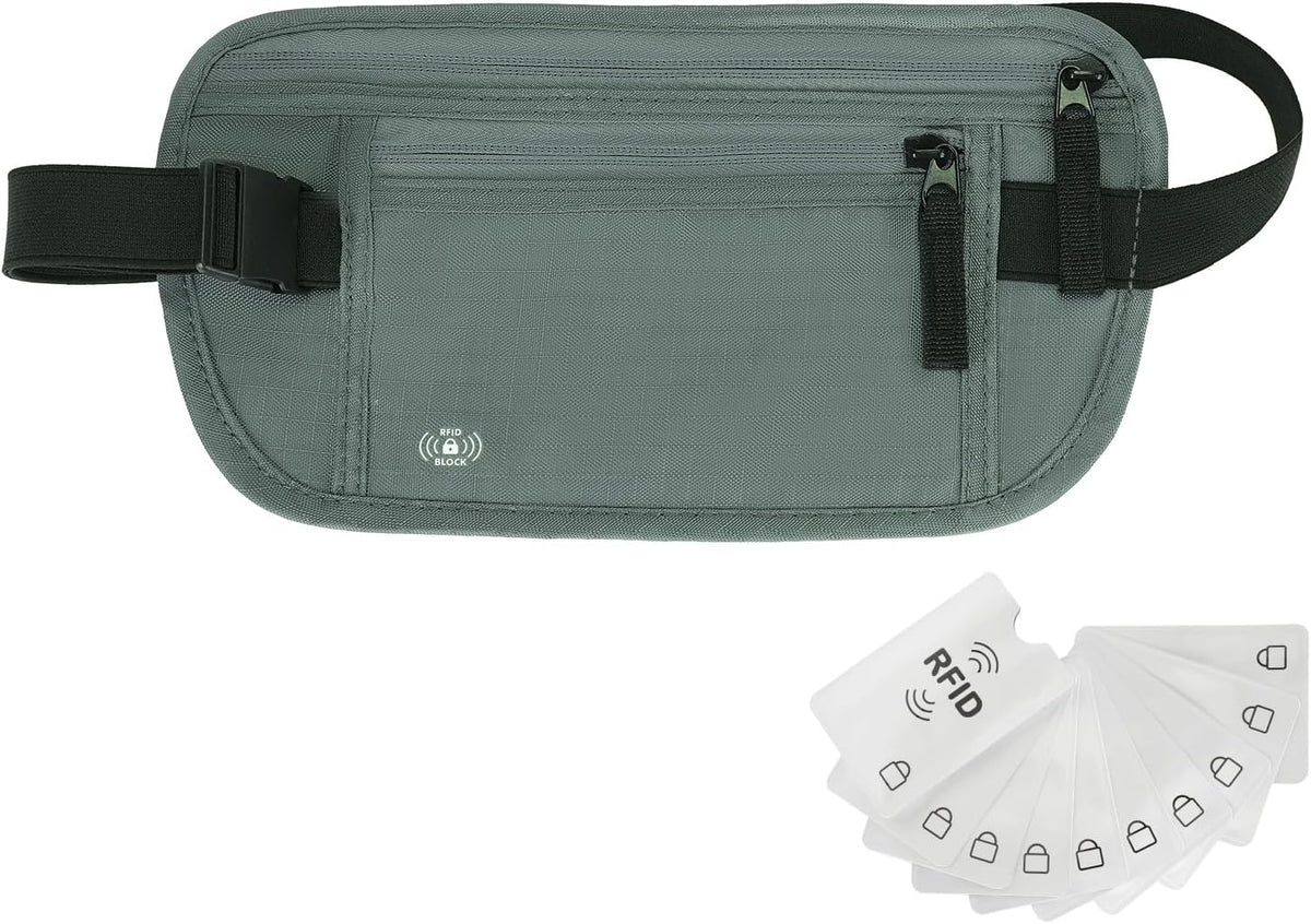 Money Belt for Travel, RFID Blocking, Hidden Money Belt, Passport Holder for Travel (Black)