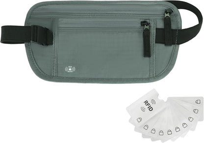 Money Belt for Travel, RFID Blocking, Hidden Money Belt, Passport Holder for Travel (Black)