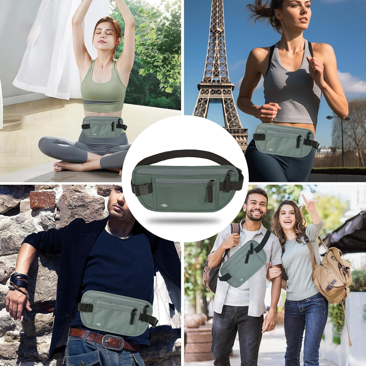 Money Belt for Travel, RFID Blocking, Hidden Money Belt, Passport Holder for Travel (Black)