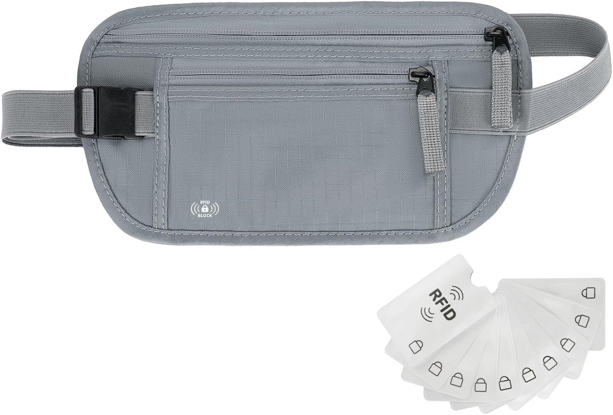 Money Belt for Travel, RFID Blocking, Hidden Money Belt, Passport Holder for Travel (Black)
