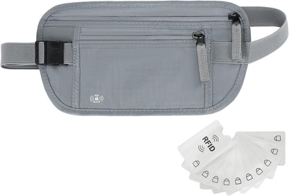 Money Belt for Travel, RFID Blocking, Hidden Money Belt, Passport Holder for Travel (Black)