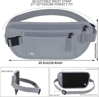 Money Belt for Travel, RFID Blocking, Hidden Money Belt, Passport Holder for Travel (Black)