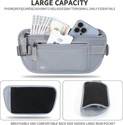 Money Belt for Travel, RFID Blocking, Hidden Money Belt, Passport Holder for Travel (Black)