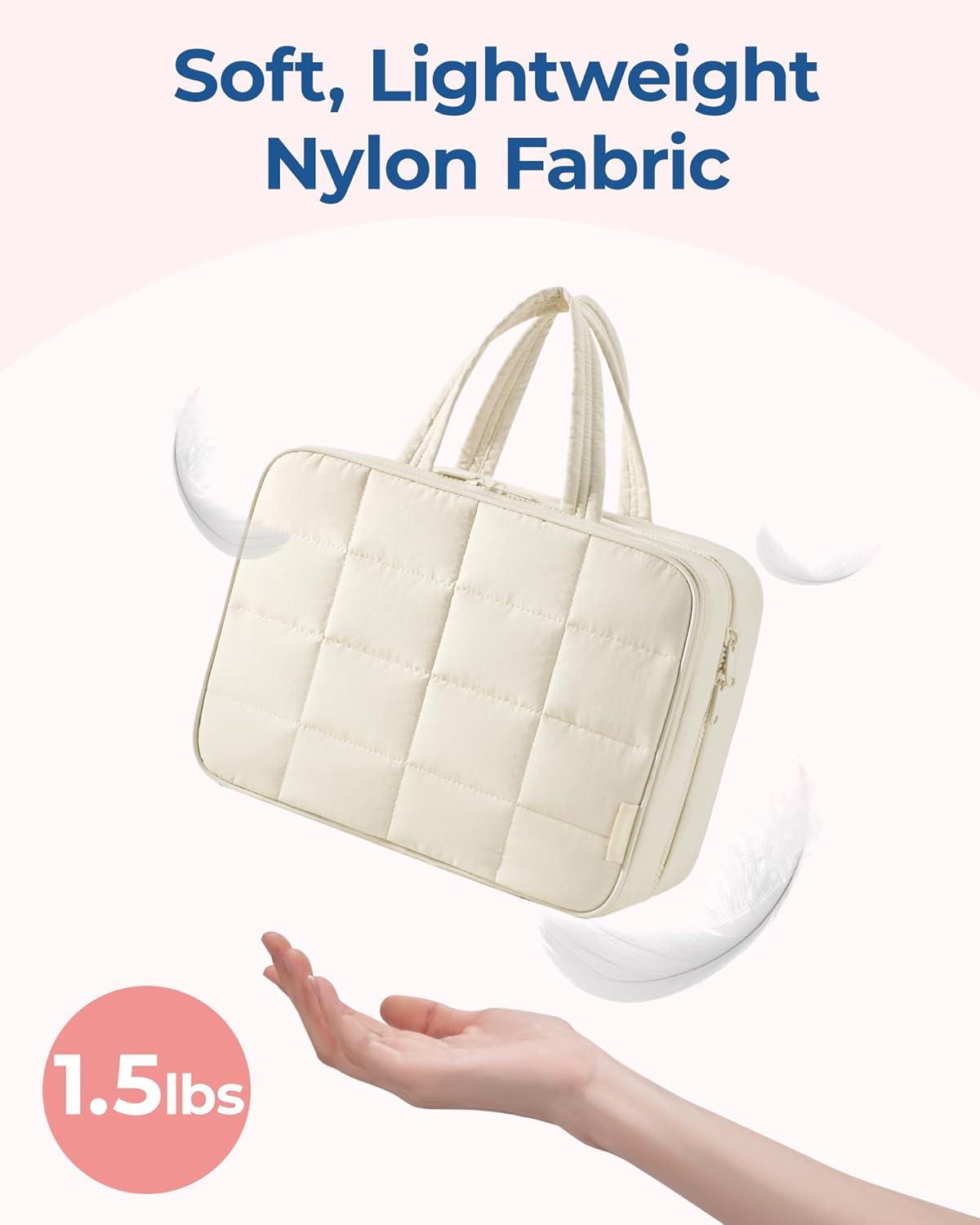 Travel Toiletry Bag for Womne, Hanging Travel Bag for Toiletries, Puffy Makeup Cosmetic Bag Organizer, Carry-on Travel Accessories Essentials, Camel