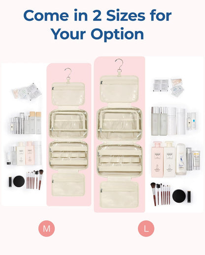 Travel Toiletry Bag for Womne, Hanging Travel Bag for Toiletries, Puffy Makeup Cosmetic Bag Organizer, Carry-on Travel Accessories Essentials, Camel