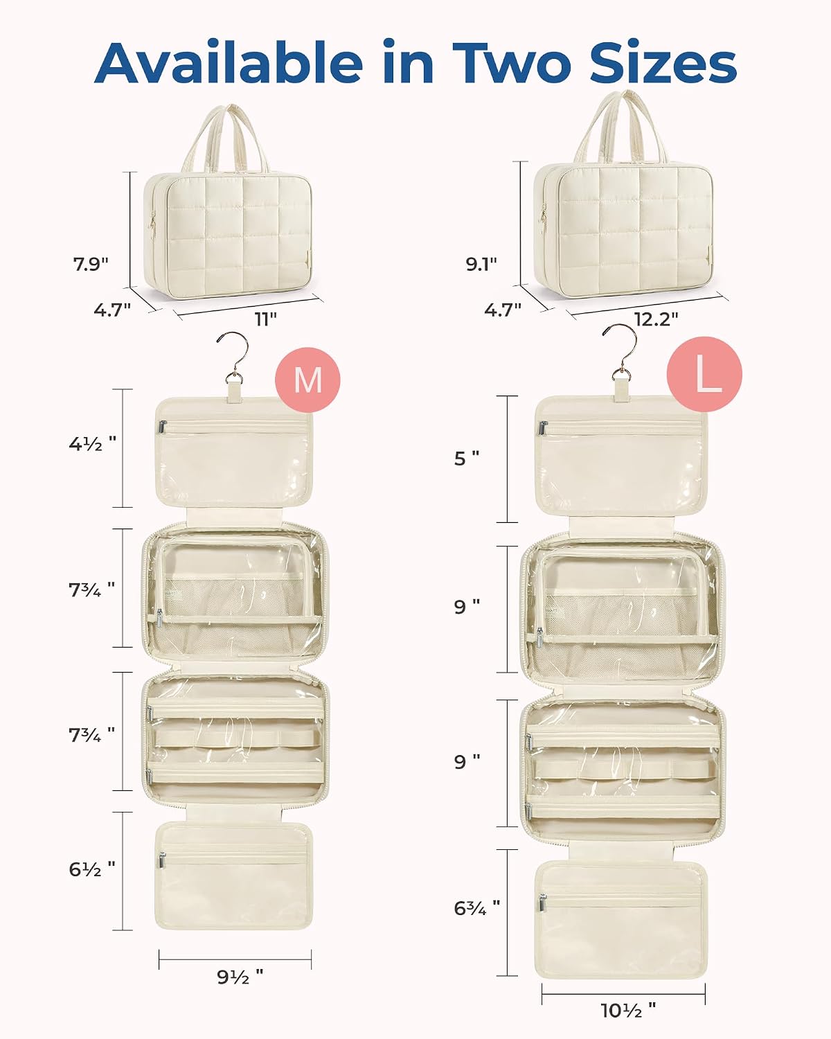 Travel Toiletry Bag for Womne, Hanging Travel Bag for Toiletries, Puffy Makeup Cosmetic Bag Organizer, Carry-on Travel Accessories Essentials, Camel
