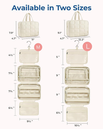 Travel Toiletry Bag for Womne, Hanging Travel Bag for Toiletries, Puffy Makeup Cosmetic Bag Organizer, Carry-on Travel Accessories Essentials, Camel