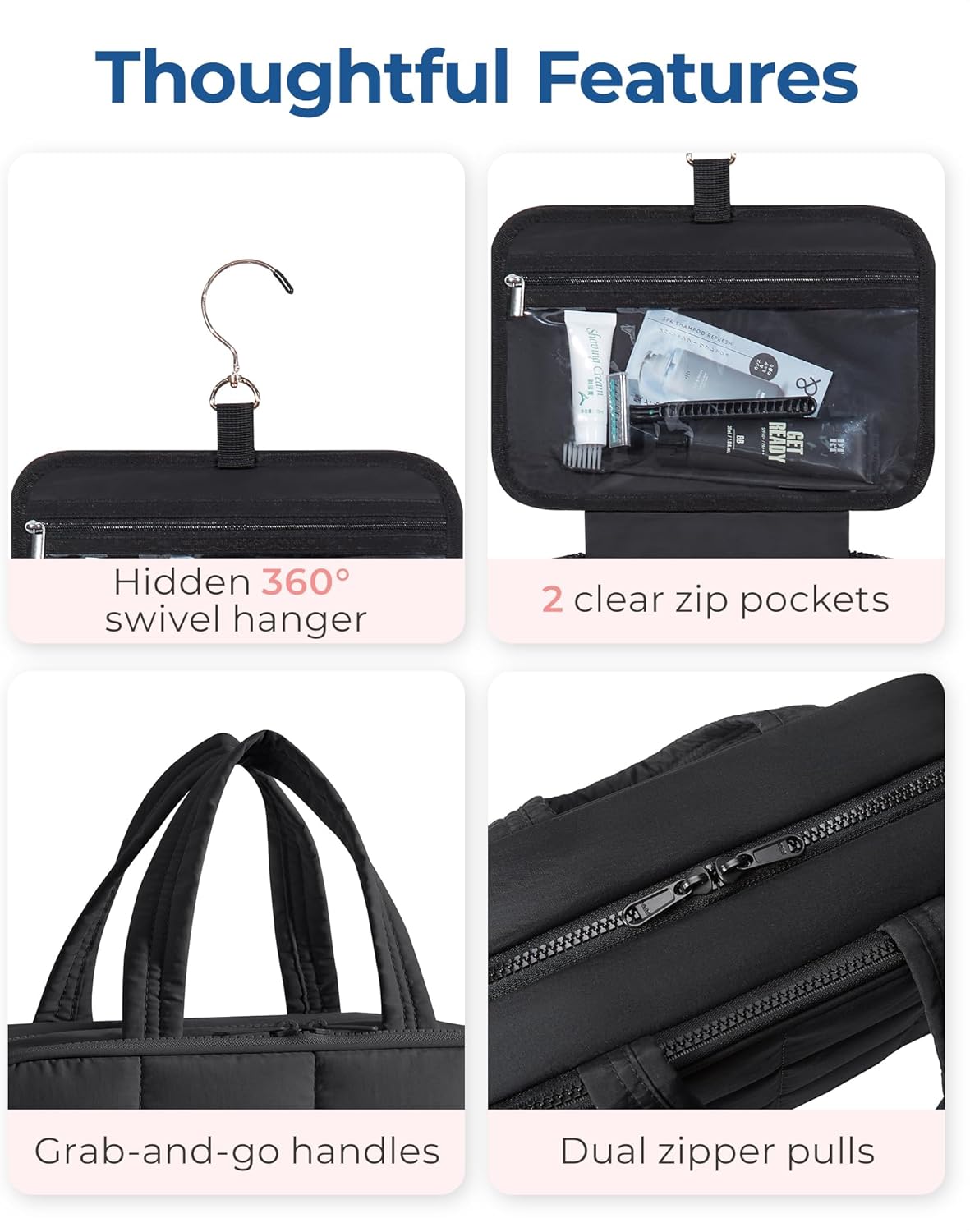 Travel Toiletry Bag for Womne, Hanging Travel Bag for Toiletries, Puffy Makeup Cosmetic Bag Organizer, Carry-on Travel Accessories Essentials, Camel