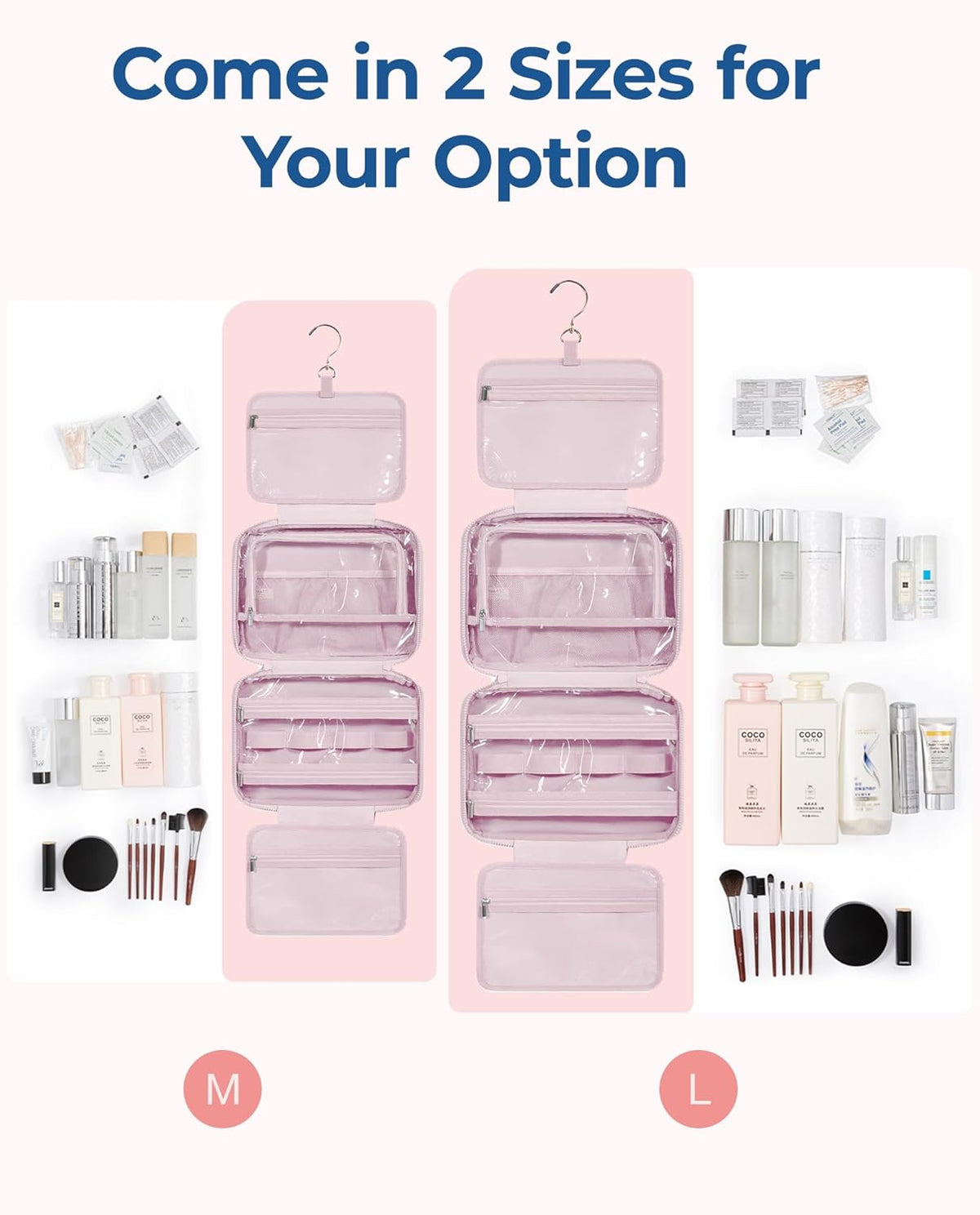 Travel Toiletry Bag for Womne, Hanging Travel Bag for Toiletries, Puffy Makeup Cosmetic Bag Organizer, Carry-on Travel Accessories Essentials, Camel