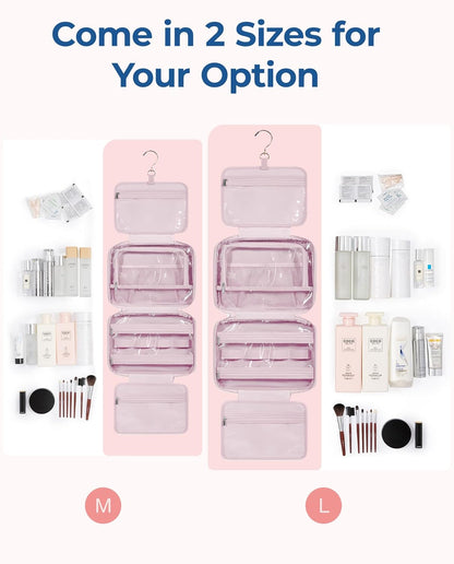 Travel Toiletry Bag for Womne, Hanging Travel Bag for Toiletries, Puffy Makeup Cosmetic Bag Organizer, Carry-on Travel Accessories Essentials, Camel