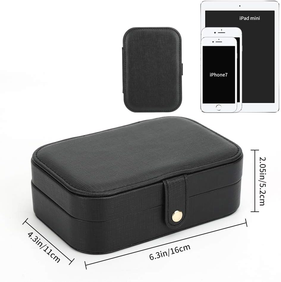 Small Jewelry Box Storage Organizer Jewelry case Travel Jewelry Organizer | Jewelry Box Necklace Ring Storage Organizer Mini Jewelry case Double Layer Travel Jewelry Organizer for Women Girls Gift