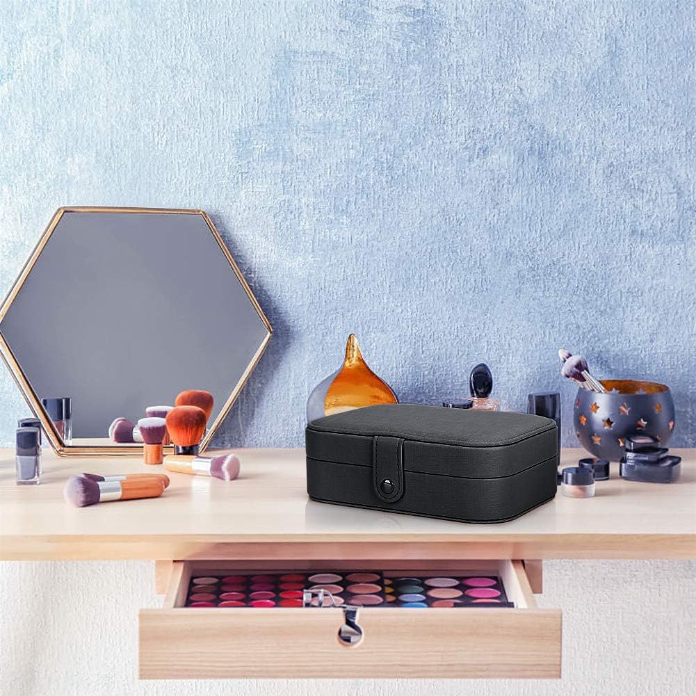 Small Jewelry Box Storage Organizer Jewelry case Travel Jewelry Organizer | Jewelry Box Necklace Ring Storage Organizer Mini Jewelry case Double Layer Travel Jewelry Organizer for Women Girls Gift