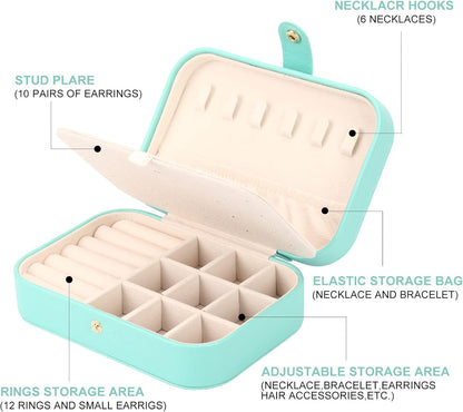 Small Jewelry Box Storage Organizer Jewelry case Travel Jewelry Organizer | Jewelry Box Necklace Ring Storage Organizer Mini Jewelry case Double Layer Travel Jewelry Organizer for Women Girls Gift